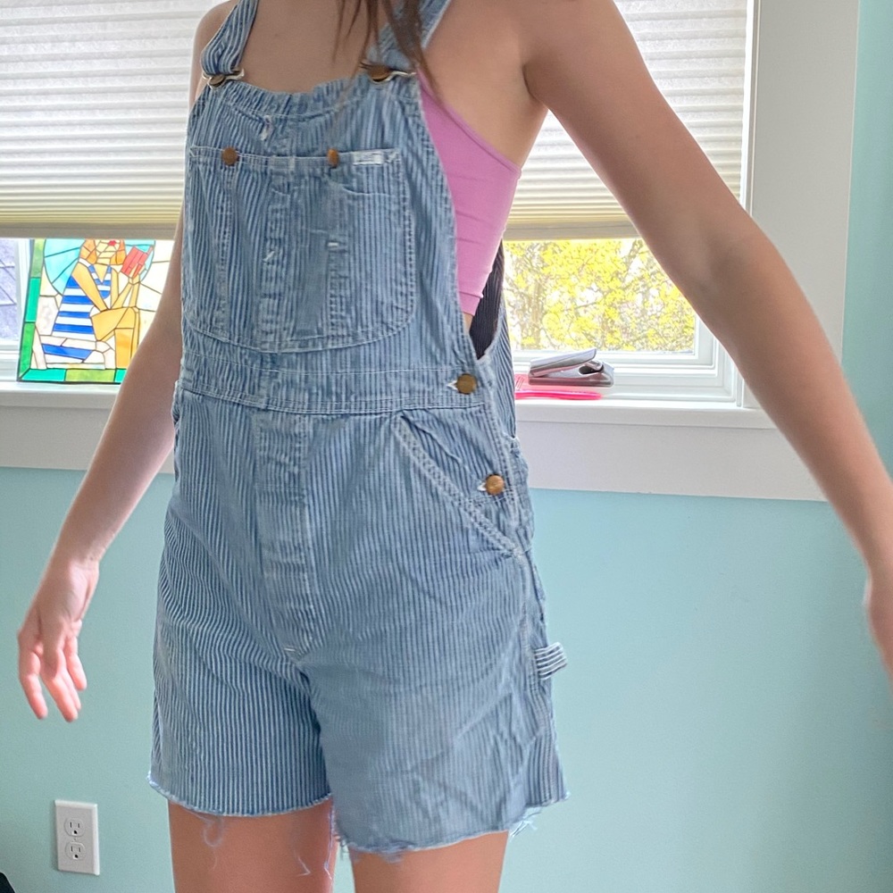 Lee pinstripe overall shorts